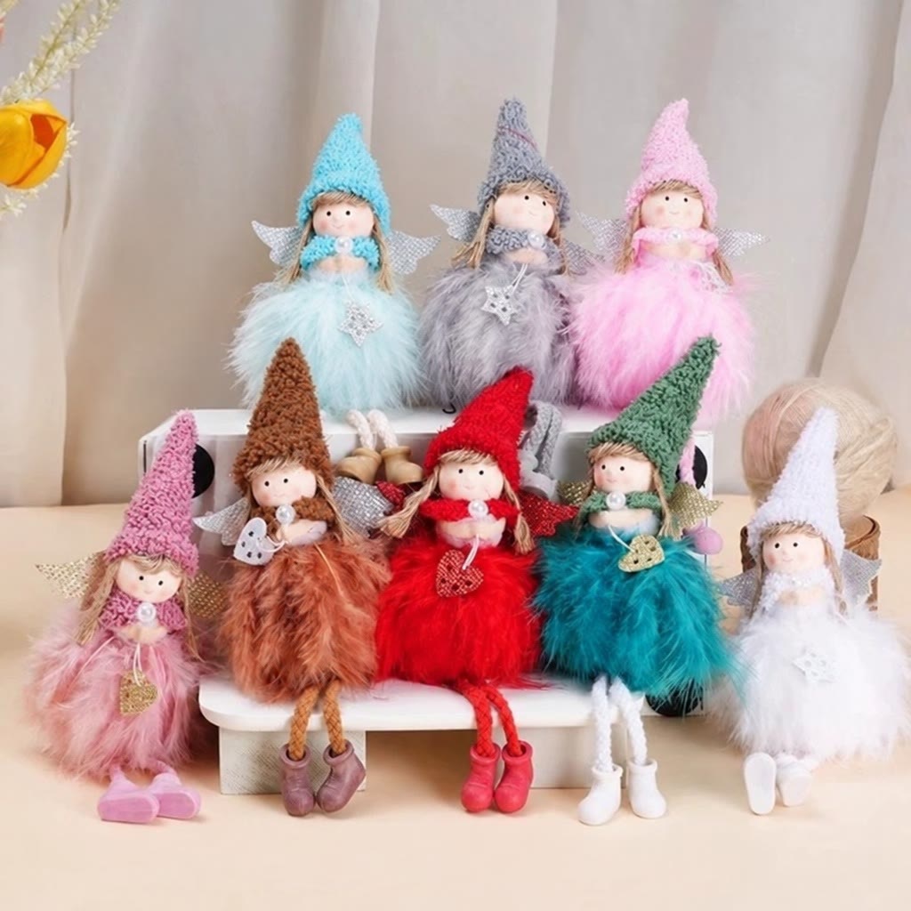 Rubbyoo Adorable Fairy Doll - Christmas Feather Angel Ornament | Charming Xmas Tree Decoration - image 1