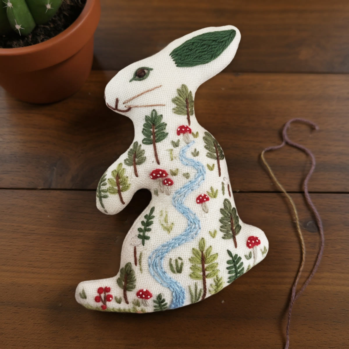 Rubbyoo Rabbit Embroidery Kit - Forest River | Easy Handmade Art | Unique Hanging Craft - image 3