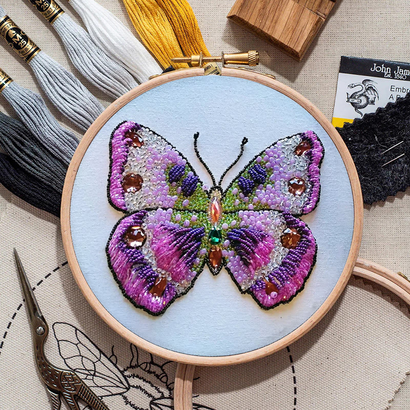 Rubbyoo Bead Embroidery Kit - Pink Butterfly | Diy Decorative Handcraft | Thoughtful Birthday Gift - image 4