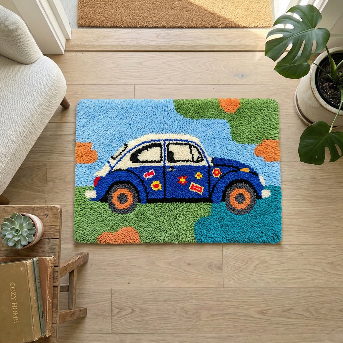 Rubbyoo Latch Hook Rug Kit - Retro-style Car | Car Lover Gift | New Home Gift - image 9