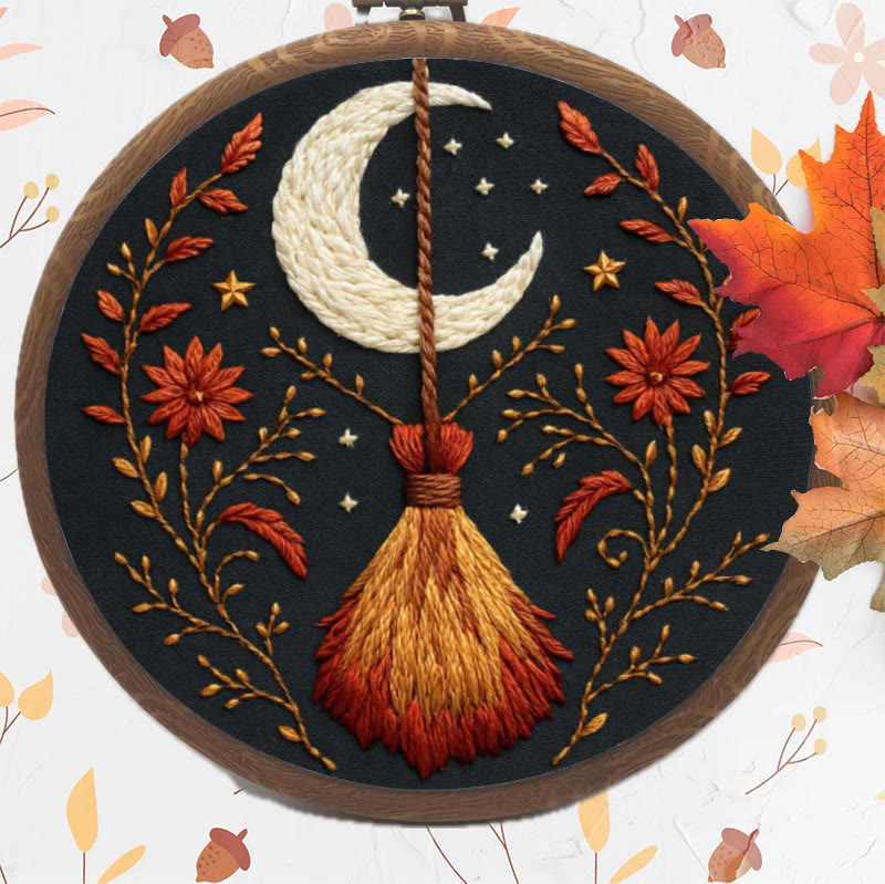 Rubbyoo Embroidery Kit - Halloween Witch Broom | Diy Handmade Gifts | Halloween Wall Decor - image 5
