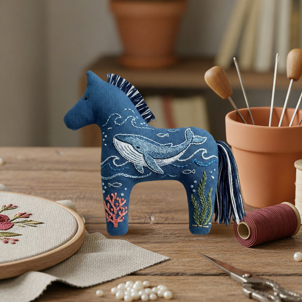 Rubbyoo Dala Horse Embroidery Kit - Blue Whale | Cute Birthday Gift For Kids | Restful Room Decor - image 8