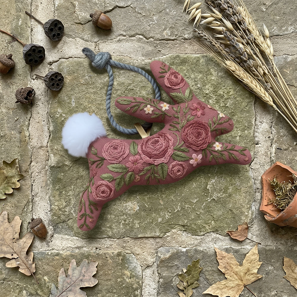 Rubbyoo Rabbit Embroidery Kit - Romantic Flowers | Unique Floral Art  | Gift For Mom - image 4