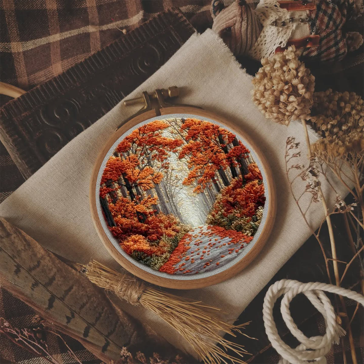 Rubbyoo Embroidery Kit - Autumn Forest Path | Elegant Home Decor Hanging | Beginner-friendly Diy - image 8