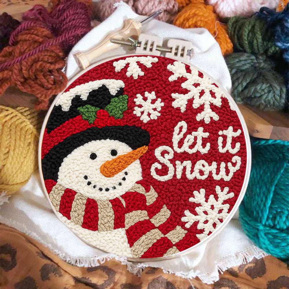 Happy  Snowman Punch Needle Kit - Diy Christmas Collection | Christmas Tree Hanging Art  - image 9