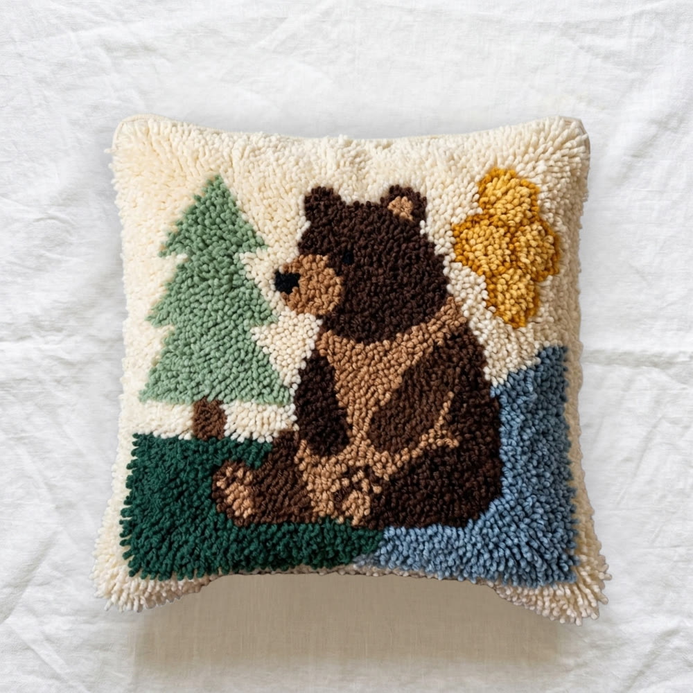 Rubbyoo Latch Hook Pillow Kit - Black Bear | Special Festival Gift | Animal Handmade Art   - image 8