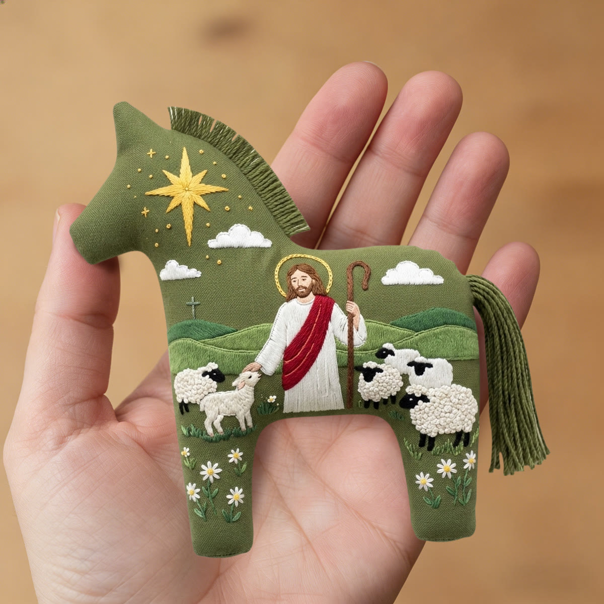 Rubbyoo Dala Horse Embroidery Kit - The Shepherd Saint Jesus | Religious Holiday Accent | Christmas Hoop Art Gift For Faith-filled Families - image 7