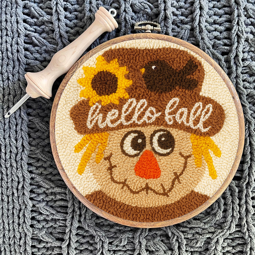 Fall Scarecrow Punch Needle Kit - Autumn Home Ornament | Diy Hanging Art - image 7