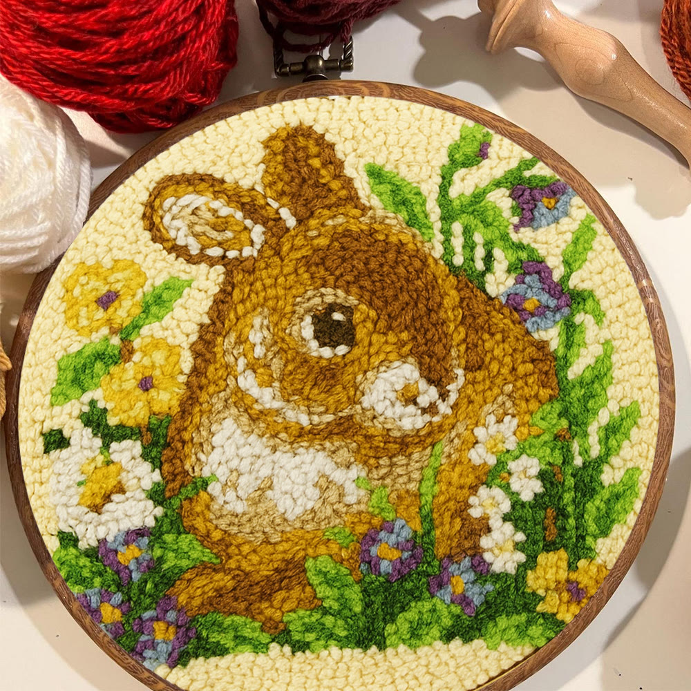 Bunny In Floral Meadow Punch Needle Kit - Handstitched Creation | Exquisite Hanging Ornament - image 12