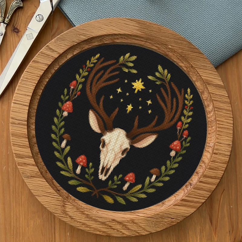 Cross Stitch Kit - Deer Skull | Christmas Handmade Craft | Witchy Wall Art  - image 7