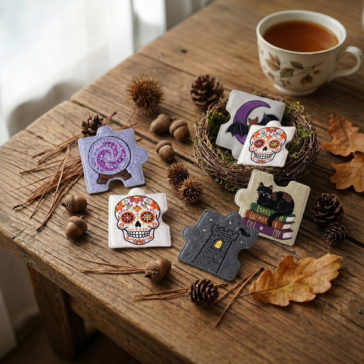 Rubbyoo Diy Magnet & Brooch Embroidery Puzzle Kit - Haunted House Aesthetic | Spooky Magnet For Fridge - image 6