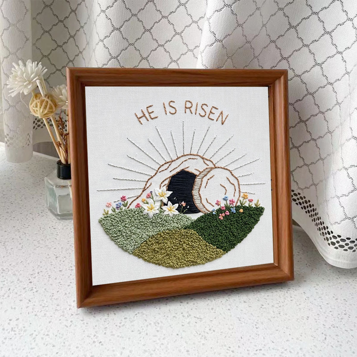 Rubbyoo Embroidery Kit - Christian Art | Easter Stitch Pattern | Unique Handmade Wall Art - Embroidery Kit Plus An Extra Frame - image 10