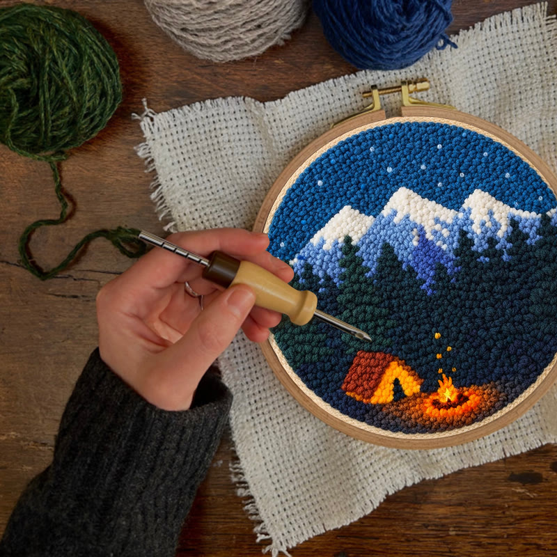 Mountain Campfire Punch Needle Kit - Leisure Handcraft Experience | Cozy Home Matching Piece - image 7