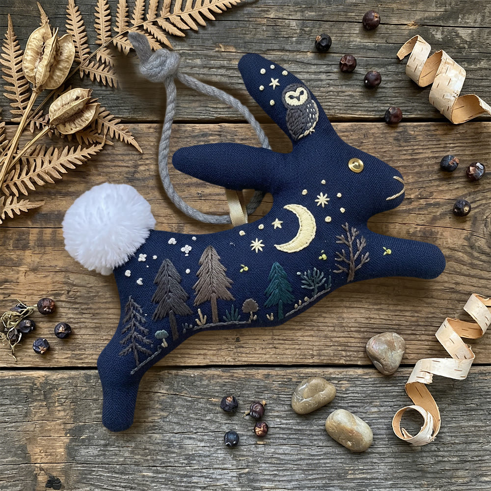 Rubbyoo Rabbit Embroidery Kit - Moon Owl And Forest | Simple Handwork | Ideal Festival Gift - image 5