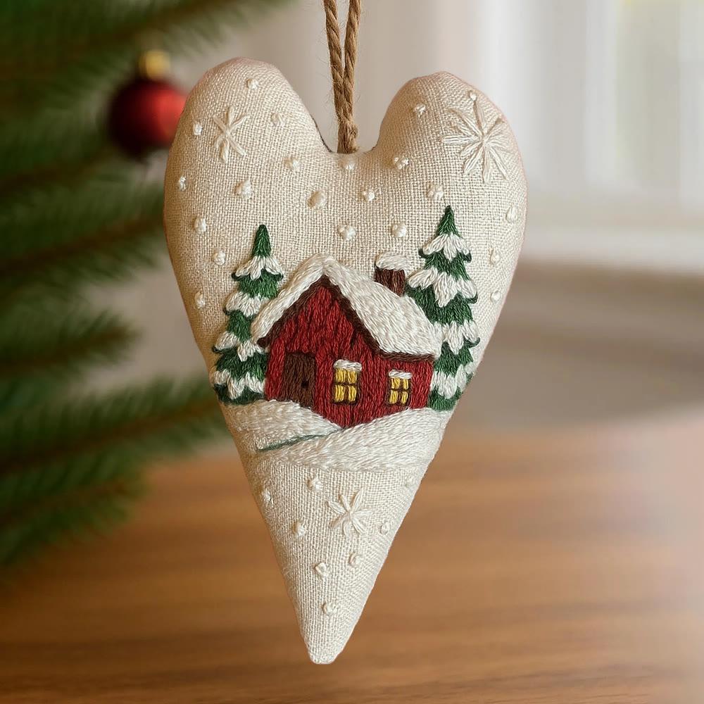 Rubbyoo Heart Embroidery Kit - Winter Red House | Home Decoration | Nice Gift For Friend - image 6