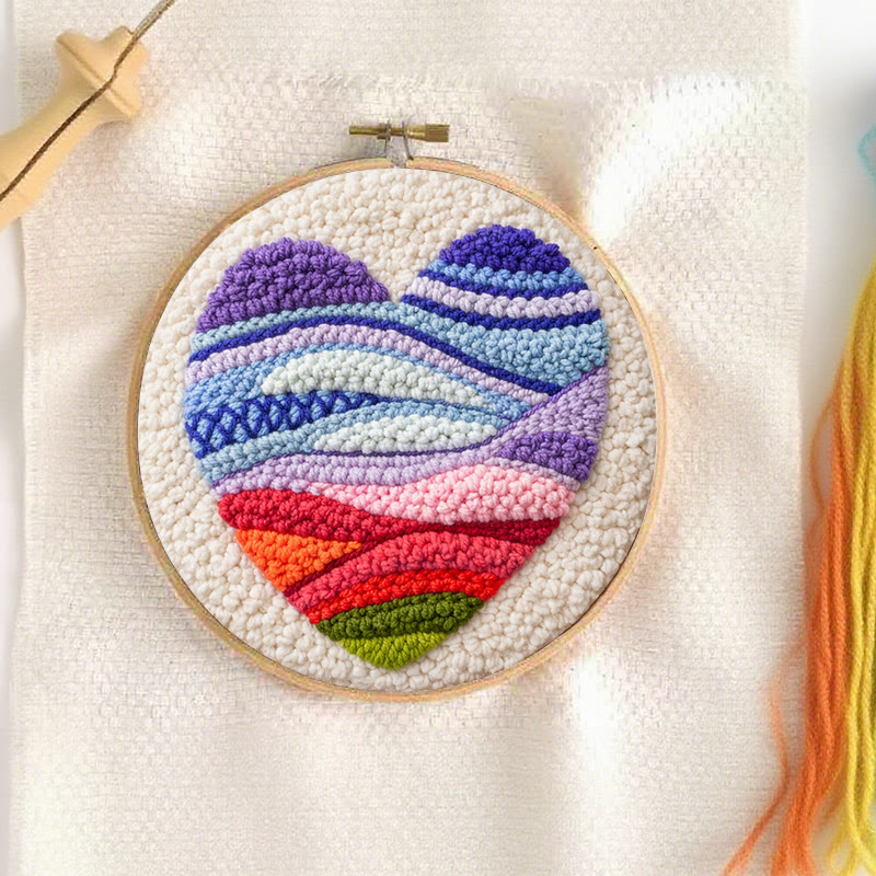Vivid Heart Punch Needle Kit - Idea Handmade Craft | Perfect Gift For Mom - image 8
