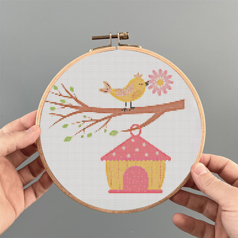  Cross Stitch Kit - Spring Birdhouse | Diy Sewing Birthday Gifts | Handmade Home Decoration - image 5