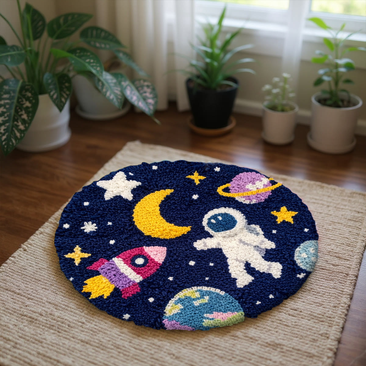 Rubbyoo Latch Hook Rug Kit - Astronaut Space | Diy Planet Carpet | Unique Handmade Craft  - image 4