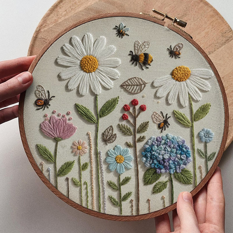 Rubbyoo Embroidery Kit - Spring Daisy | Easy Stitch Pattern | Ideal For Decoration - image 8