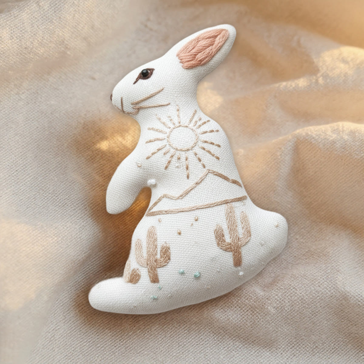 Rubbyoo Rabbit Embroidery Kit - Desert Cactus | Diy Landscape Craft | Beginner Stitch Decoration - image 8