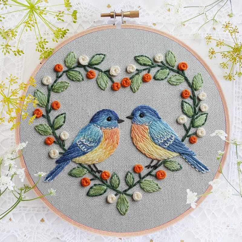 Rubbyoo Embroidery Kit - Floral Heart With Birds| Unique Bird Artwork | Perfect Home Decor - image 5
