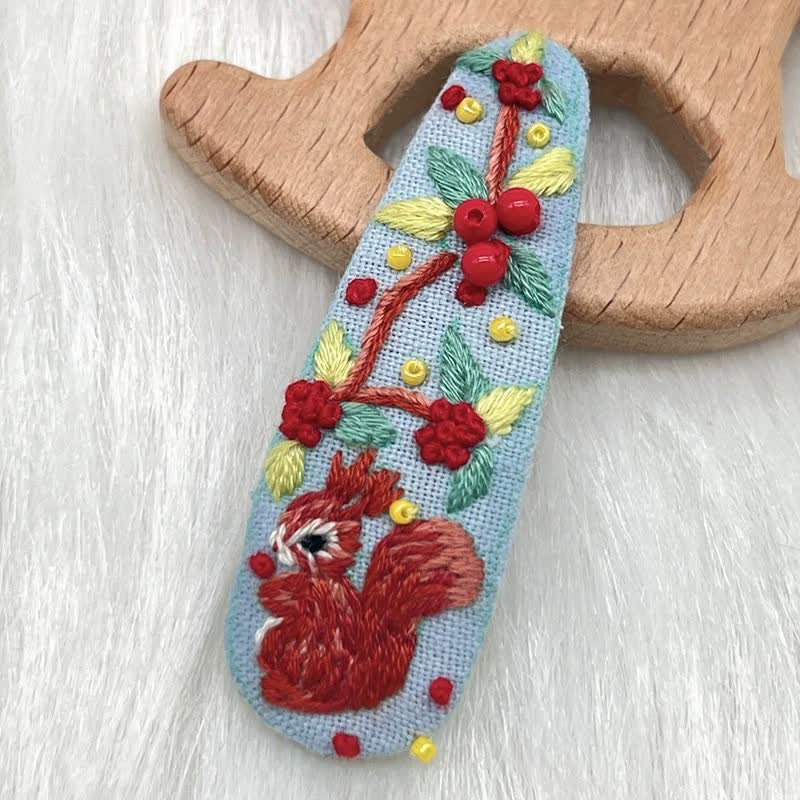 Embroidered hair clip DIY handmade material bag hair accessory headpiece - image 8