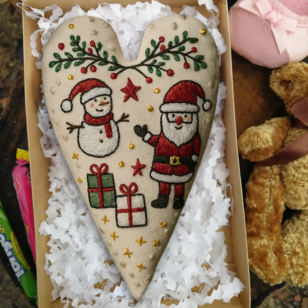 Rubbyoo Heart Embroidery Kit - Santa Snowman Christmas Scene | Festive Diy Decor | Creative Project Of Craft - image 5