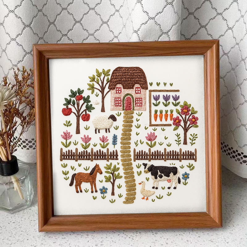 Rubbyoo Embroidery Kit - Harvest Farm | Beautiful Landscape Craft | Perfect Needle Set For Beginner - Embroidery Kit Plus An Extra Frame - image 10