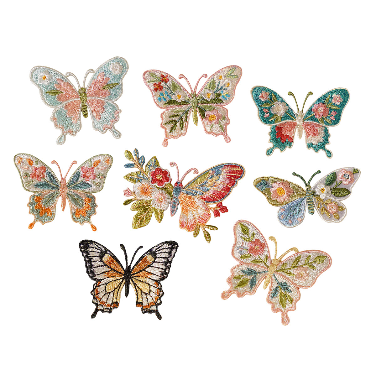 Rubbyoo Butterfly Embroidered Patch - Special Iron-on Patch For Nature Lovers | Unique Insect Repair Applique - Mixed Set-8Pcs - image 1