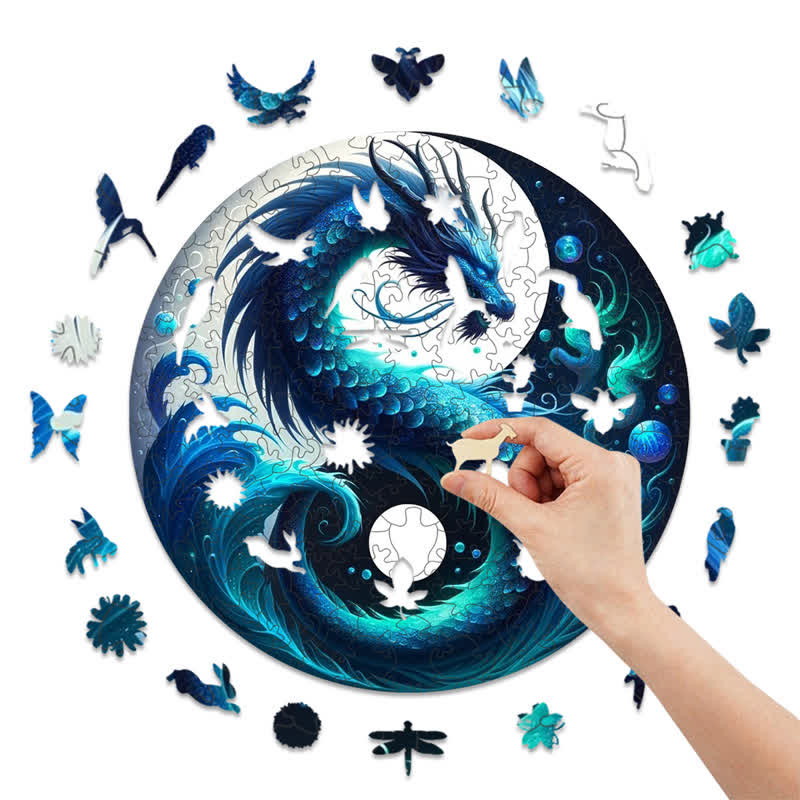 Rubbyoo Ocean Serpent Yin and Yang - Wooden Jigsaw Puzzle