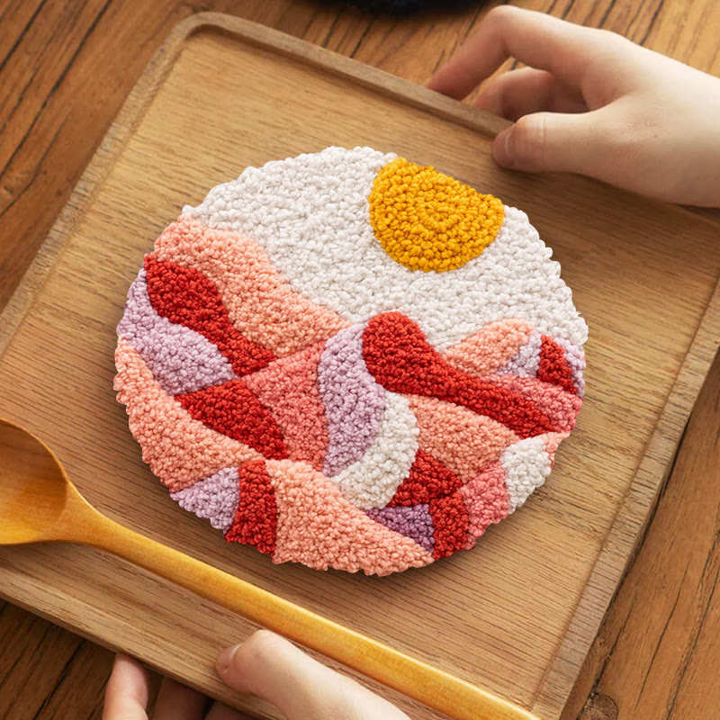 Desert Sunrise Punch Needle Kit - Starter Friendly Project | Inviting Home Accent - 5 inch Coaster Kit - image 4