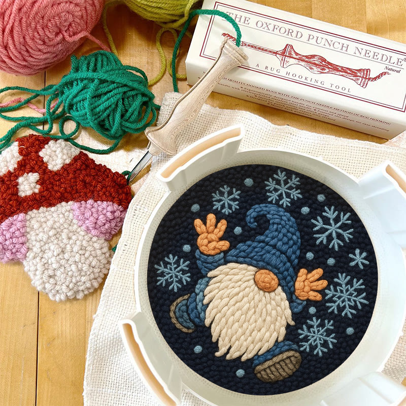 Snowflake Gnome Punch Needle Kit - Creative Winter Handicraft | Christmas Decorative Coaster - image 9