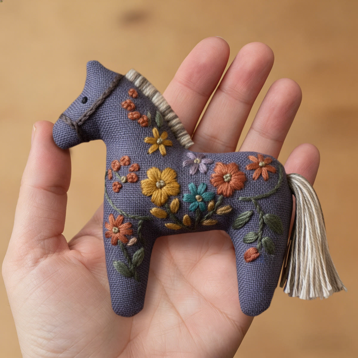 Rubbyoo Dala Horse Embroidery Kit - Mysterious Flower | Beginner Handmade Craft | Animal Hanging Art - image 3