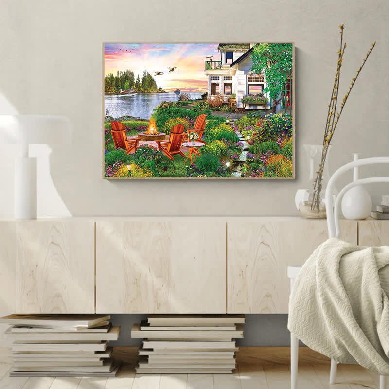 Rubbyoo My Happy Place Harbor House  - Wooden Jigsaw Puzzle