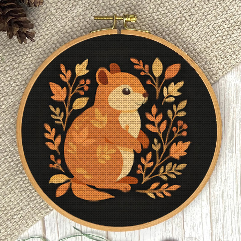  Cross Stitch Kit - Fall Squirrel | Halloween Autumn Craft |  Diy Animals Needlepoint - image 4