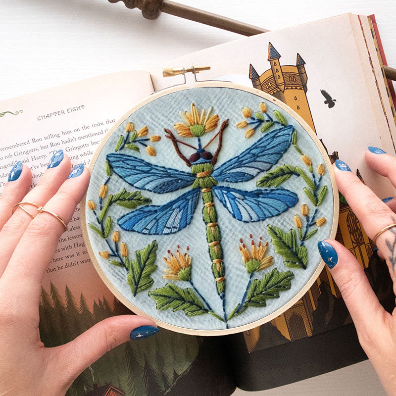 Rubbyoo Embroidery Kit - Floral Dragonfly | Diy Insect Craft | Hanging Wall Art Decor - image 8