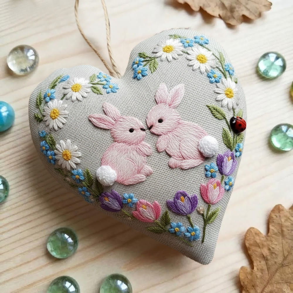 Rubbyoo Heart Embroidery Kit - Bunny Floral Wreath | Adorable Diy | Heartwarming Festival Gift - image 9