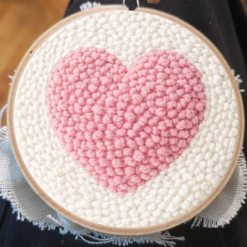 Pink Heart Punch Needle Kit - Handmade Art For Beginner | Mother's Day Craft, - image 10