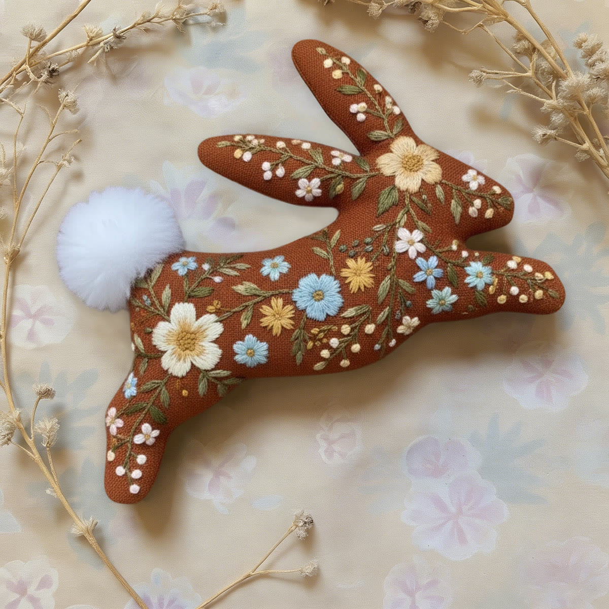 Rubbyoo Rabbit Embroidery Kit - Blooming Wildflowers | Easter Bunny Art | Gift For Crafters - image 7