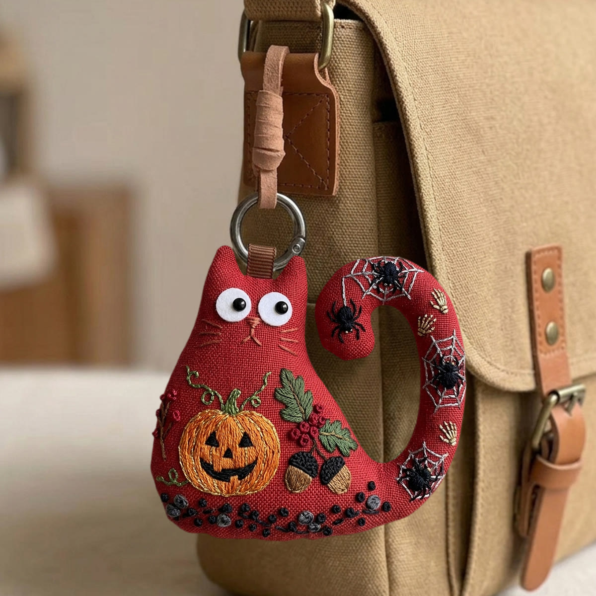 Rubbyoo Cat Embroidery Kit - Ack-o'-lantern | Creepy Cute For Her | Hanging Holiday Decor - image 5