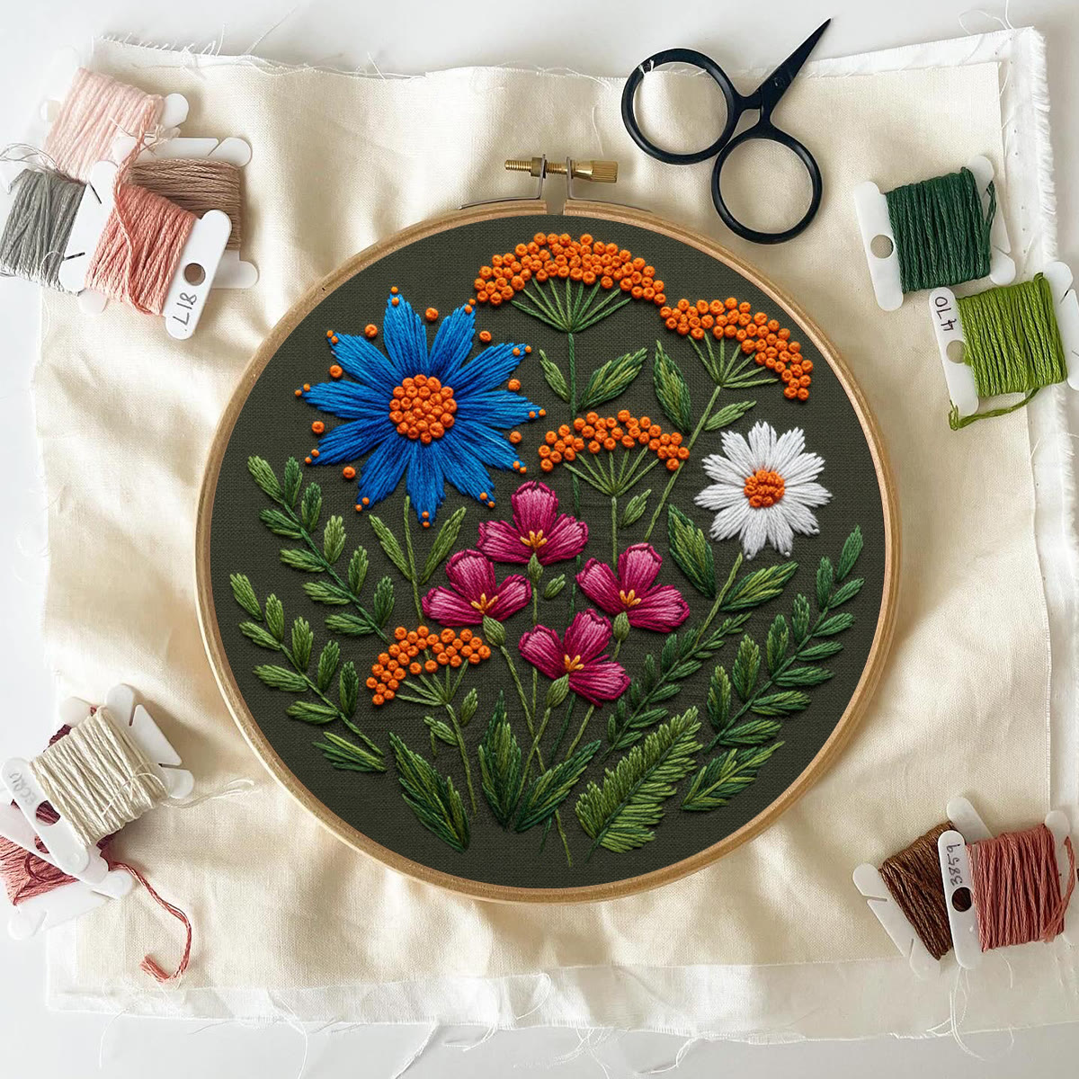Rubbyoo Embroidery Kit - Colorful Wildflowers | Beginner Diy Spring Craft | Idea Handmade Gift - image 7
