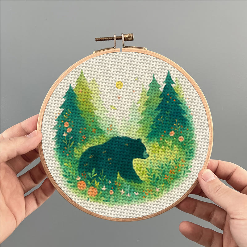  Cross Stitch Kit - Bear In The Forest | Unique Sewing Collection | Charming Landscape Craft  - image 4