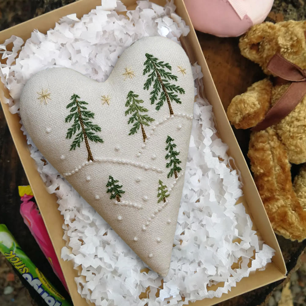 Rubbyoo Heart Embroidery Kit - Snowy Pine Forest | Winter Home Decor | Charming Gift For Nature Lovers - image 7