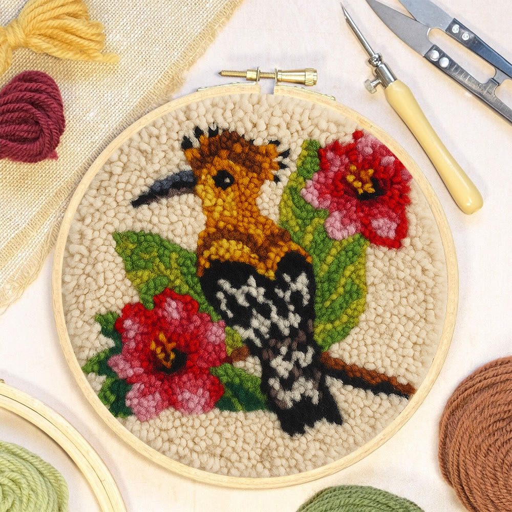 Hoopoe Floral Punch Needle Kit - Artisan-made Craft | Nature-inspired Decor - image 5