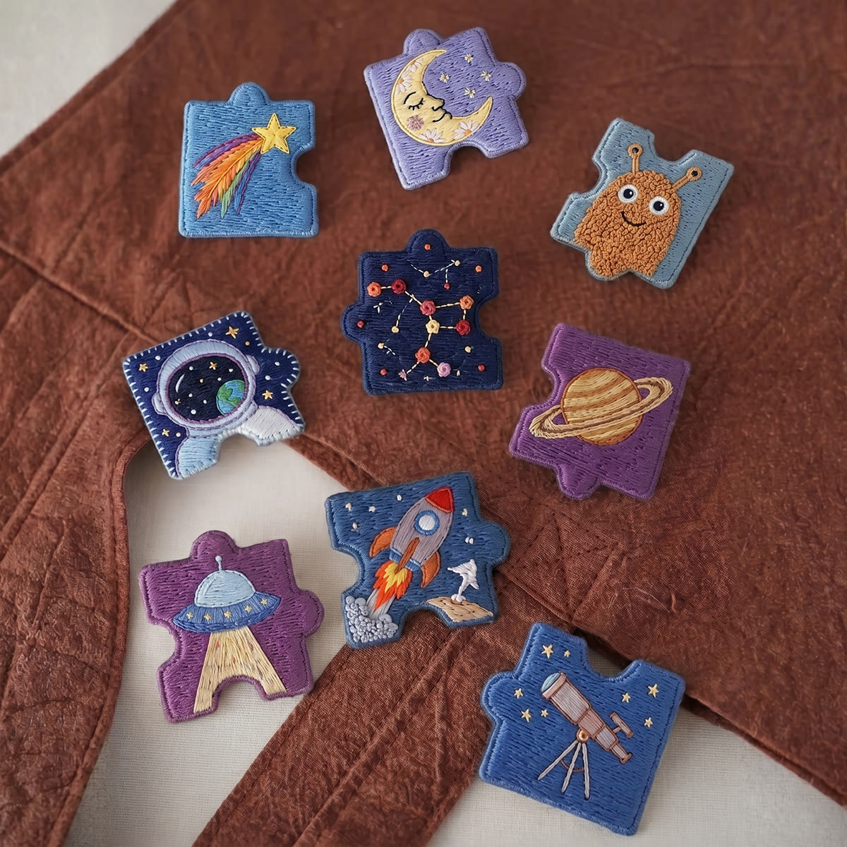 Rubbyoo Diy Magnet & Brooch Embroidery Puzzle Kit -  Space Exploration | Unique Handmade Gift - image 3
