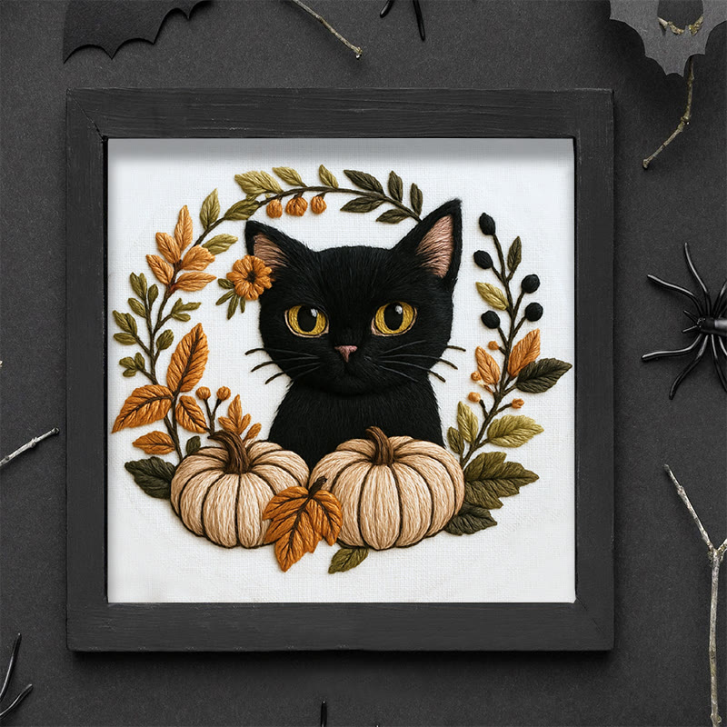 Rubbyoo Embroidery Kit - Black Kitten | Diy Cat Lover Gift | Halloween Autumn Decor - image 9