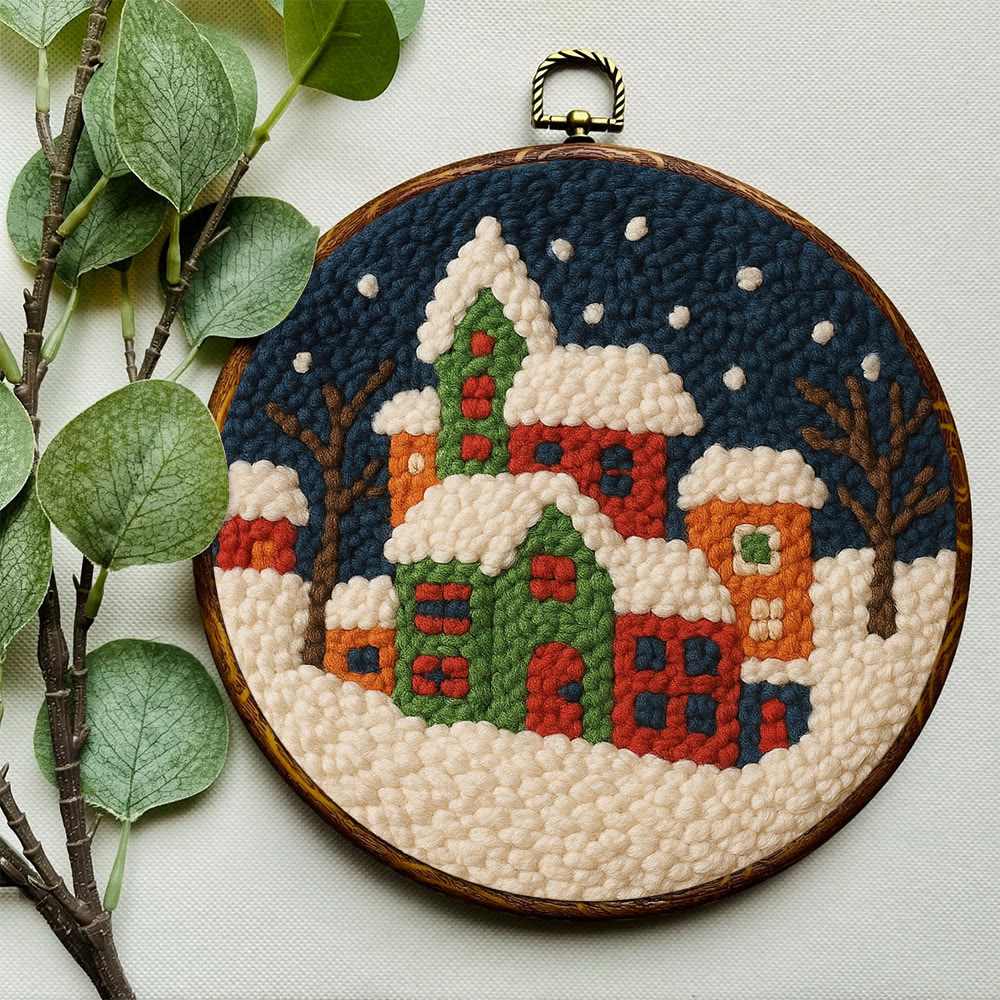 Winter Village Punch Needle Kit – Easy Beginner DIY Set | Winter Home Accent - image 7