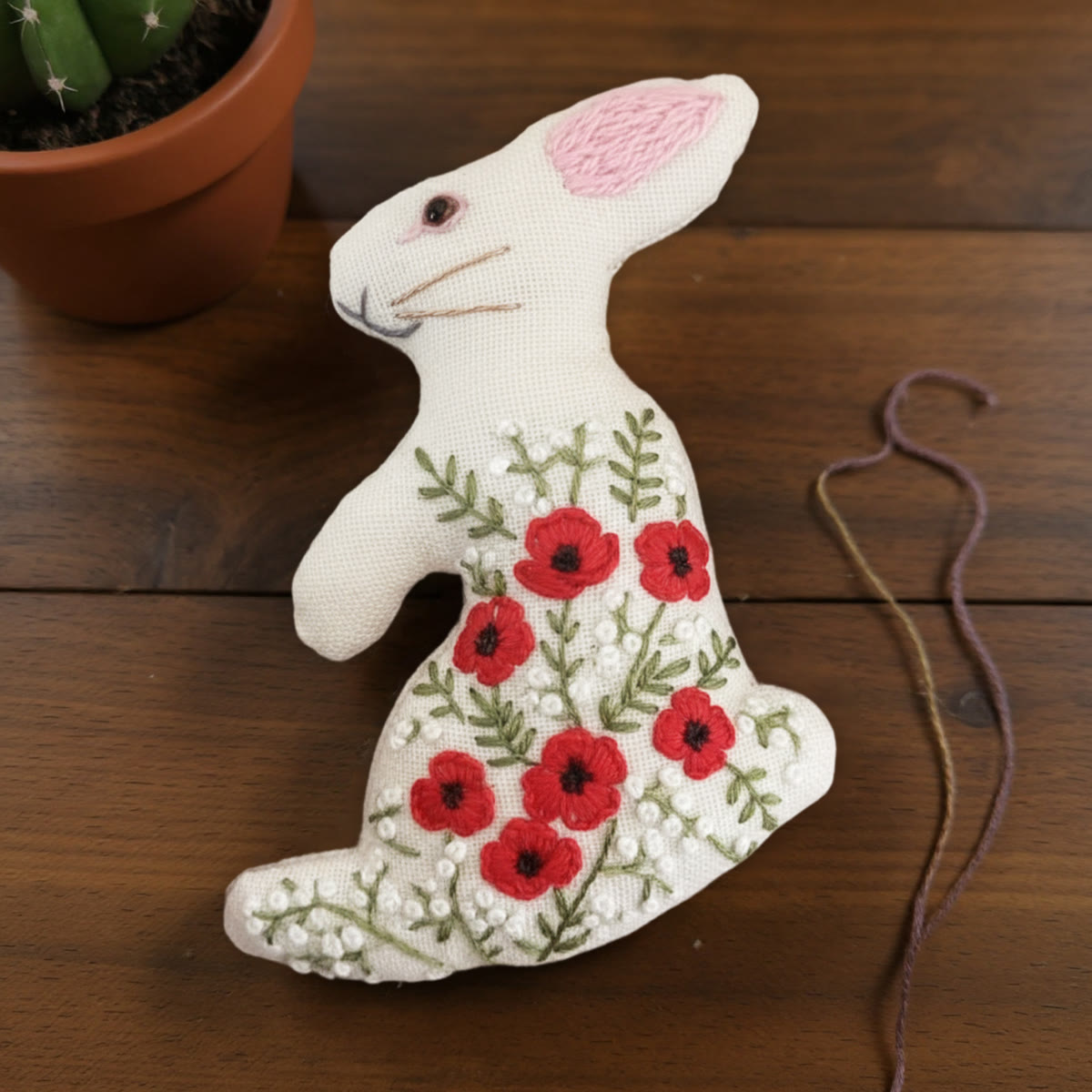 Rubbyoo Rabbit Embroidery Kit - Floral Bunny | Woodland Animals Craft | Easy For Handmade Beginners - image 9