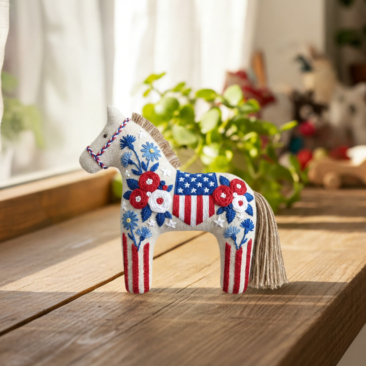 Rubbyoo Dala Horse Embroidery Kit - US Flag Inspired Design | Floral Celebration Gift | Home Patriotic Decor - image 5