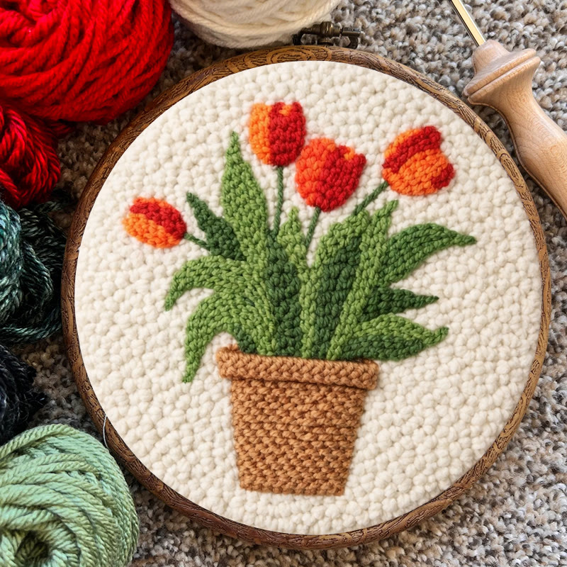 Potted Tulip Punch Needle Kit - Easy Beginner Craft | Warm Home Charm - image 8